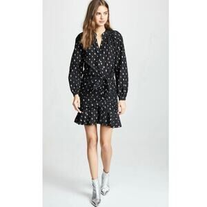 Veronica Beard Black Alia Metallic Geometric Long Sleeve Mini Dress Size 2 XS